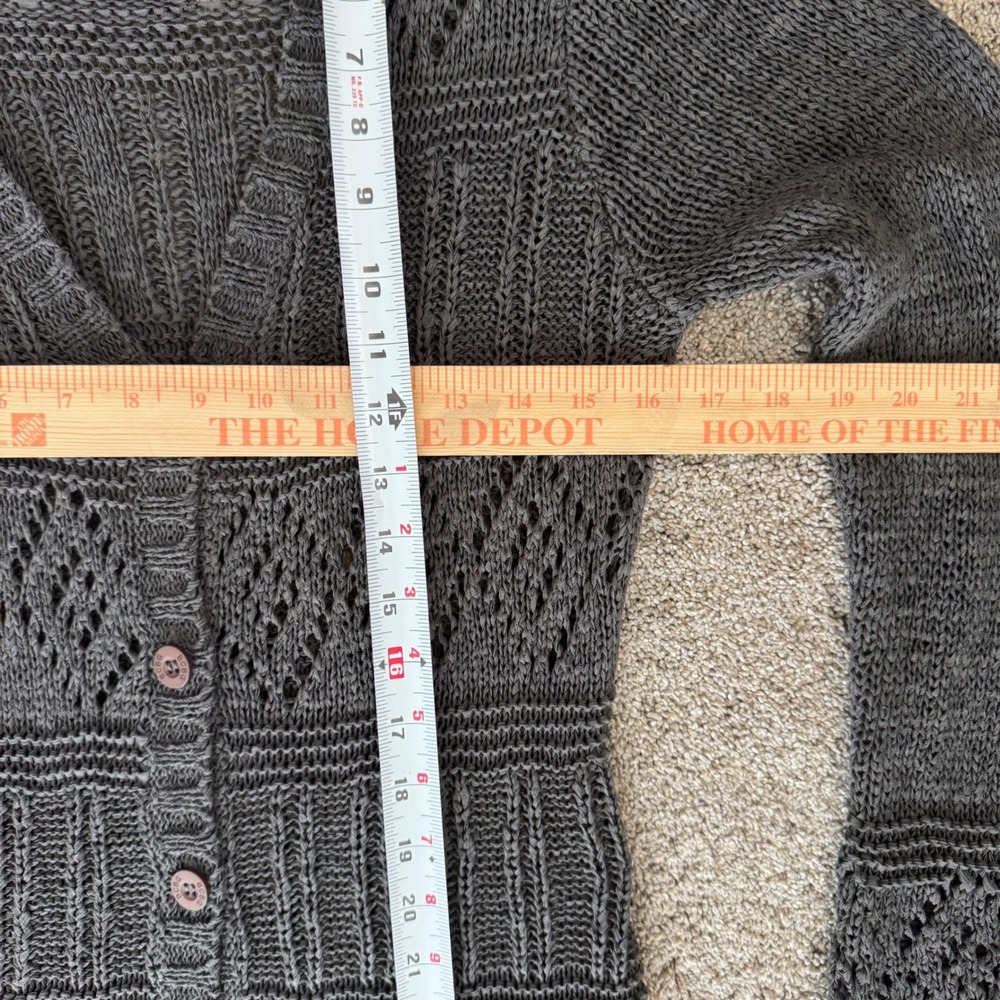 Open Knit Pointelle Longline Cardigan Sweater Large Festival Boho Whimsigoth - Picture 8 of 10